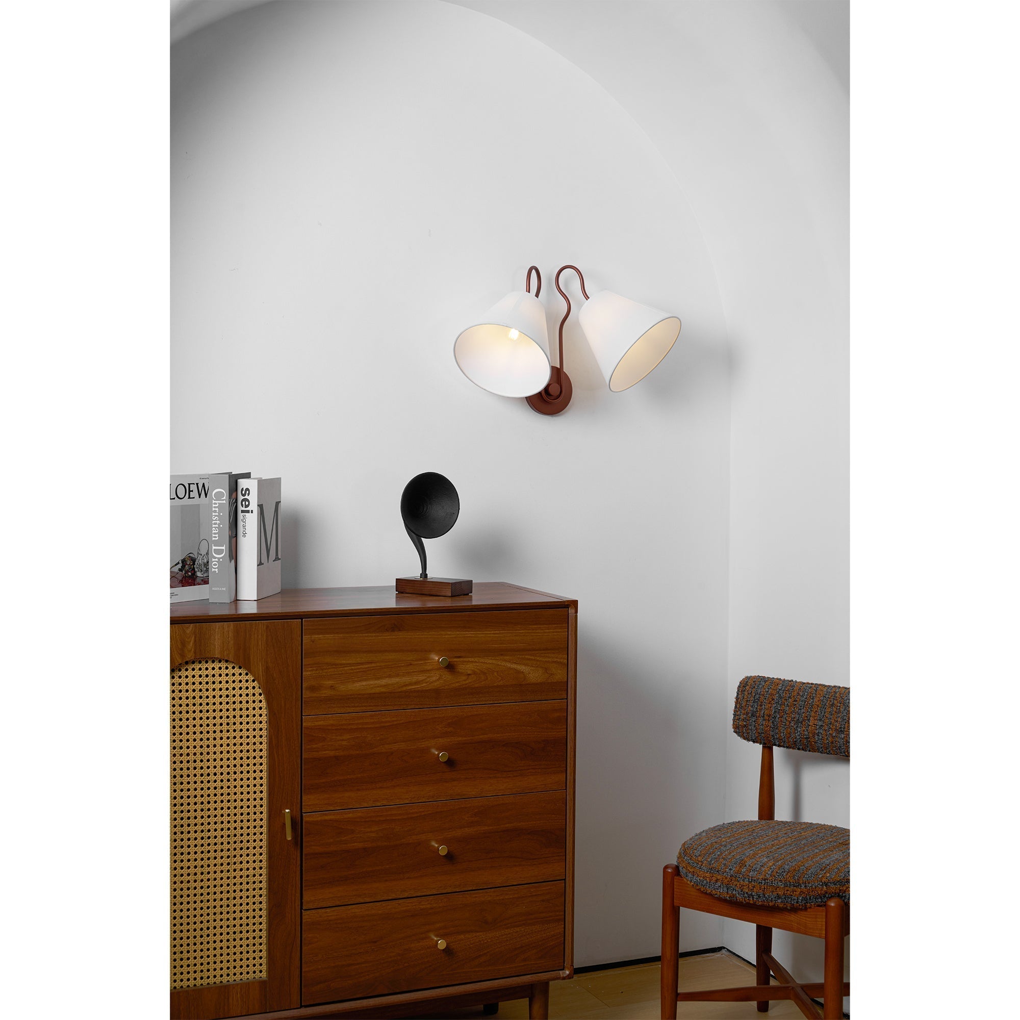 Freyza | Elthayra Vintage Industrial Fabric Wall Light – Industrial Bedroom Hallway