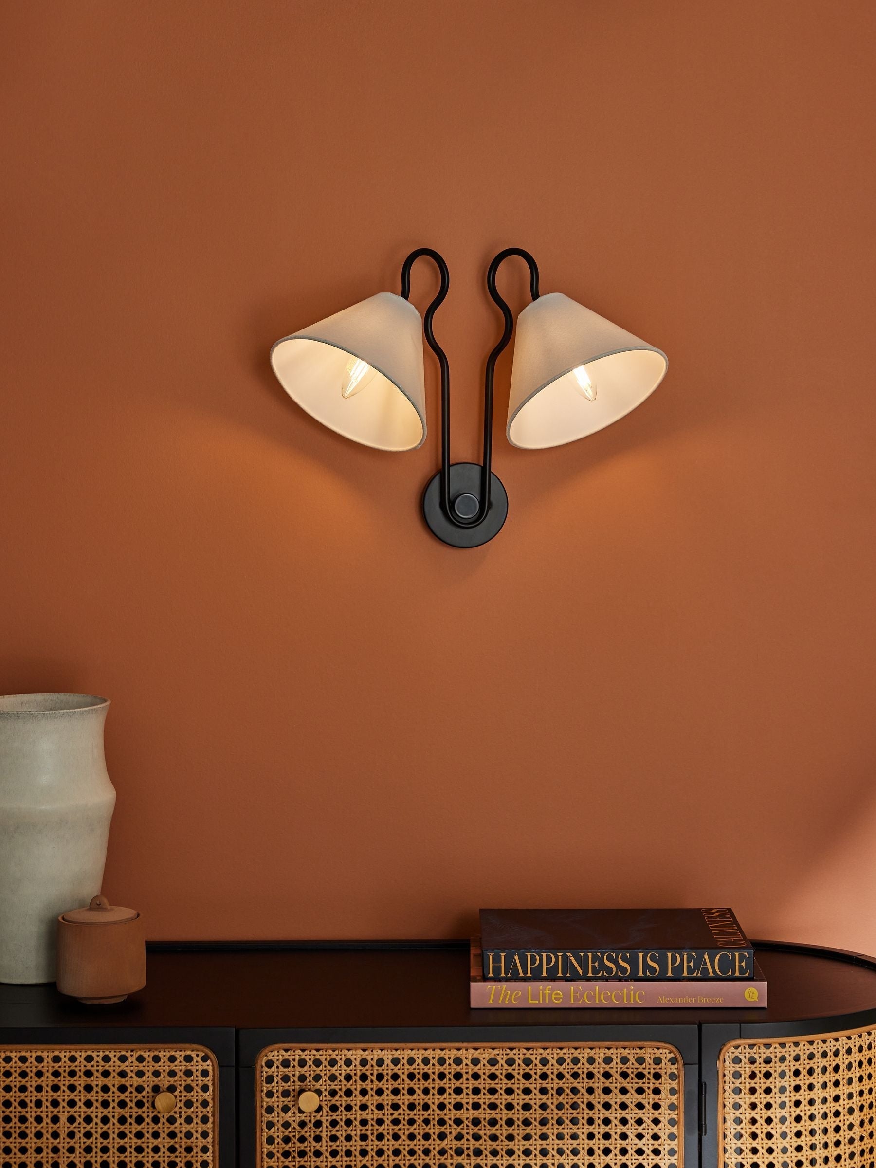 Freyza | Elthayra Vintage Industrial Fabric Wall Light – Industrial Bedroom Hallway