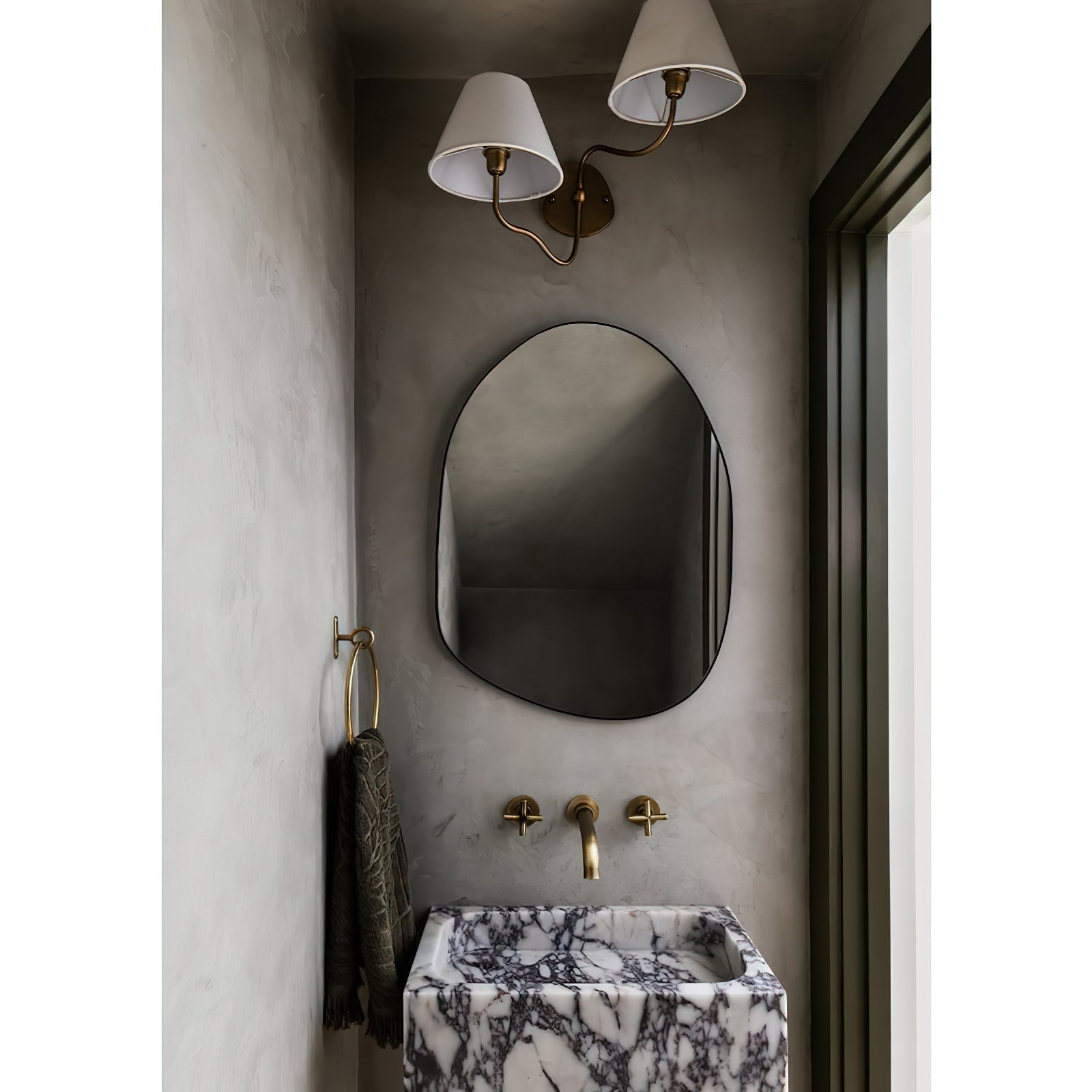 Freyza | Evynor Vintage Industrial Brass Fabric Wall Light – Industrial Bedroom Hallway