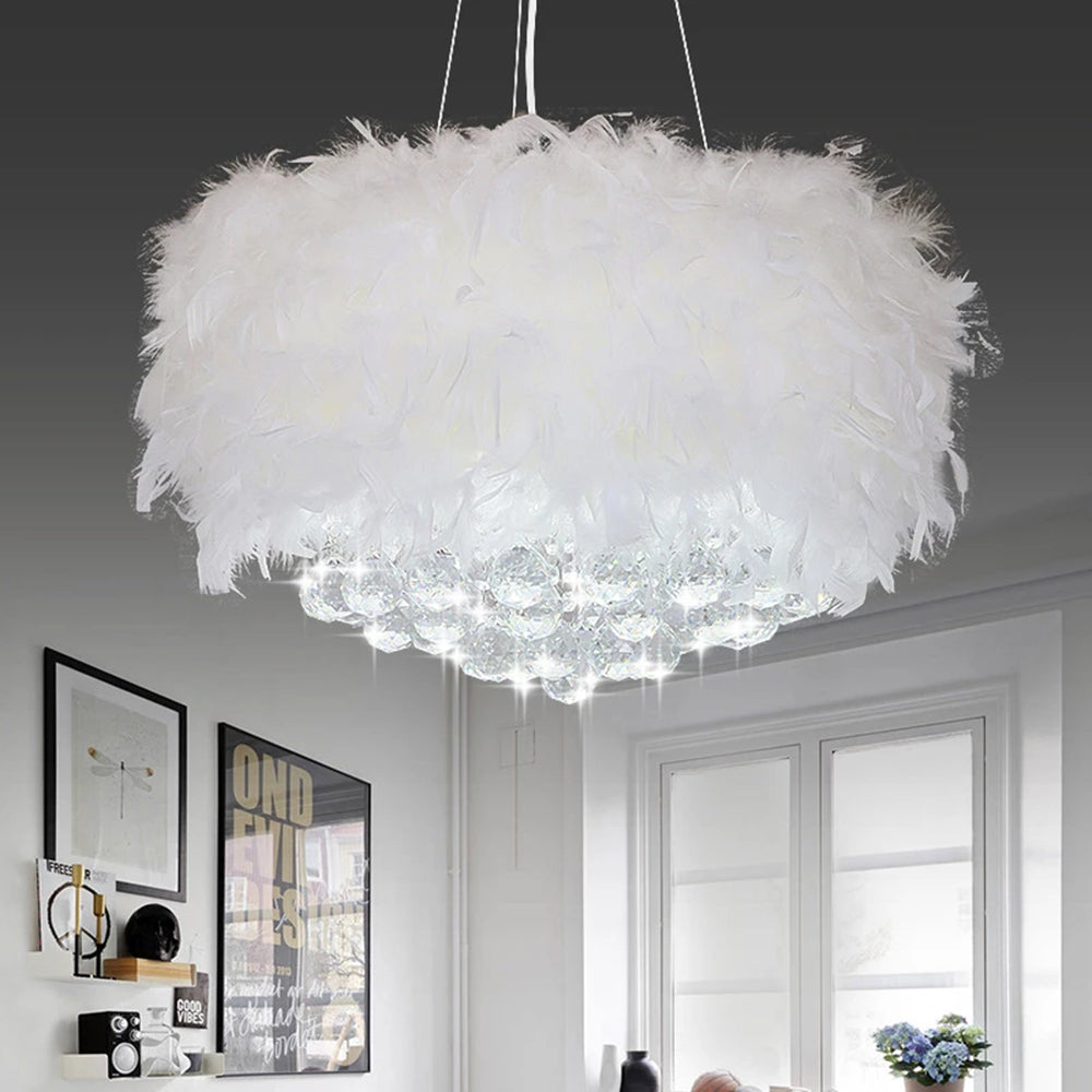 Freyza | Lustre en cristal blanc – Salle à manger et salon modernes