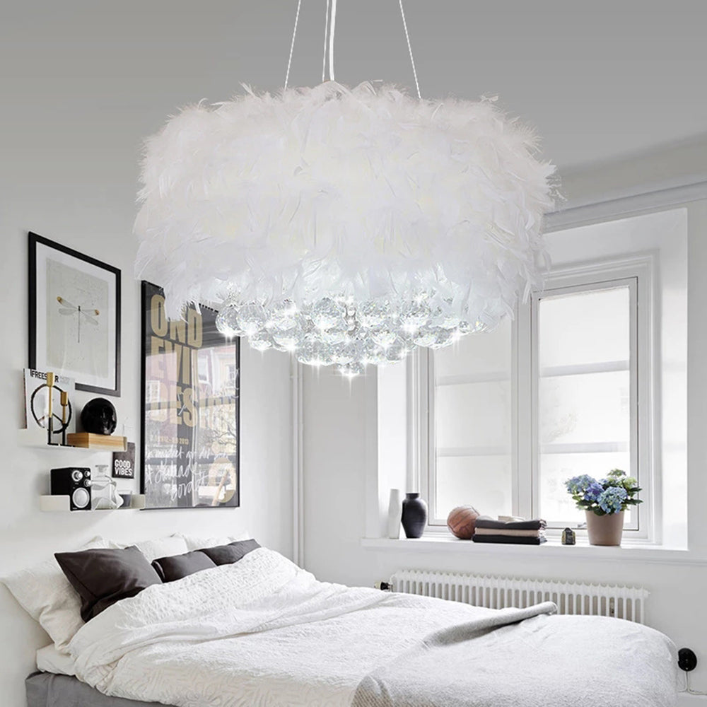 Freyza | Lustre en cristal blanc – Salle à manger et salon modernes
