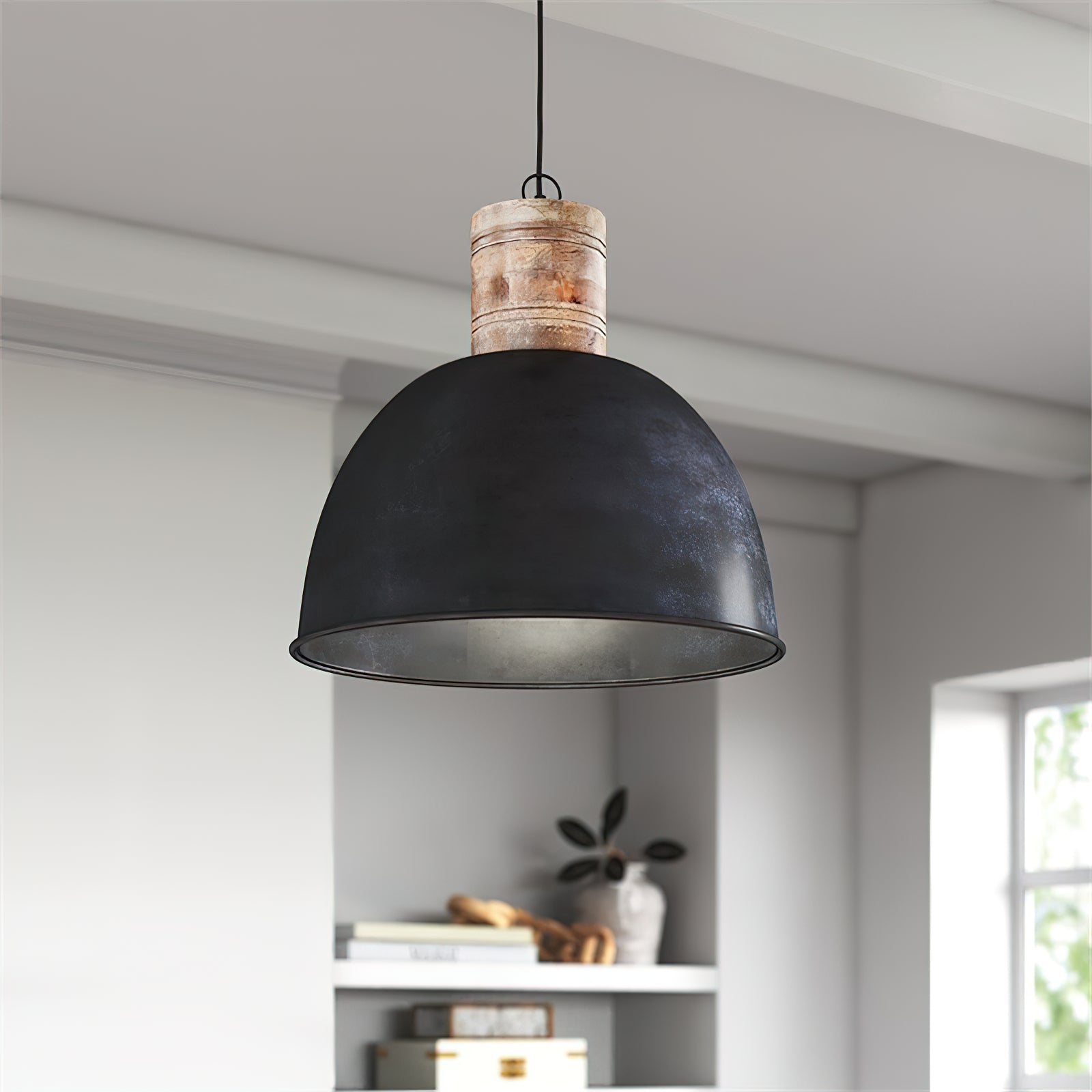 Freyza | Ilshaos Vintage Industrial Wood Pendant Light – Industrial Kitchen Dining Room