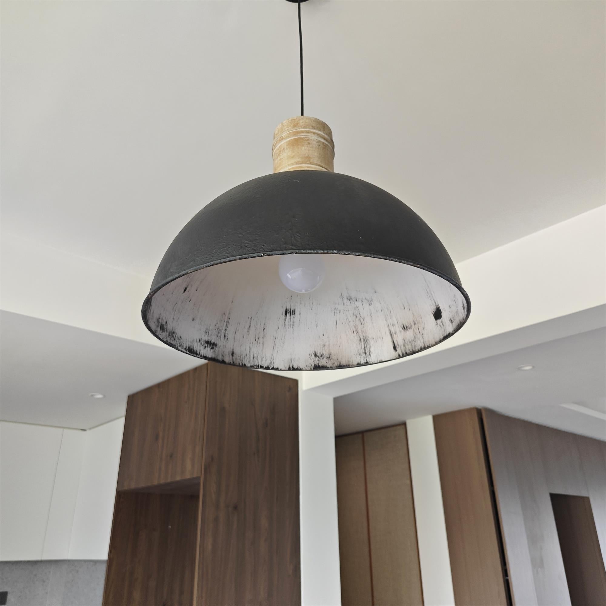 Freyza | Ilshaos Vintage Industrial Wood Pendant Light – Industrial Kitchen Dining Room