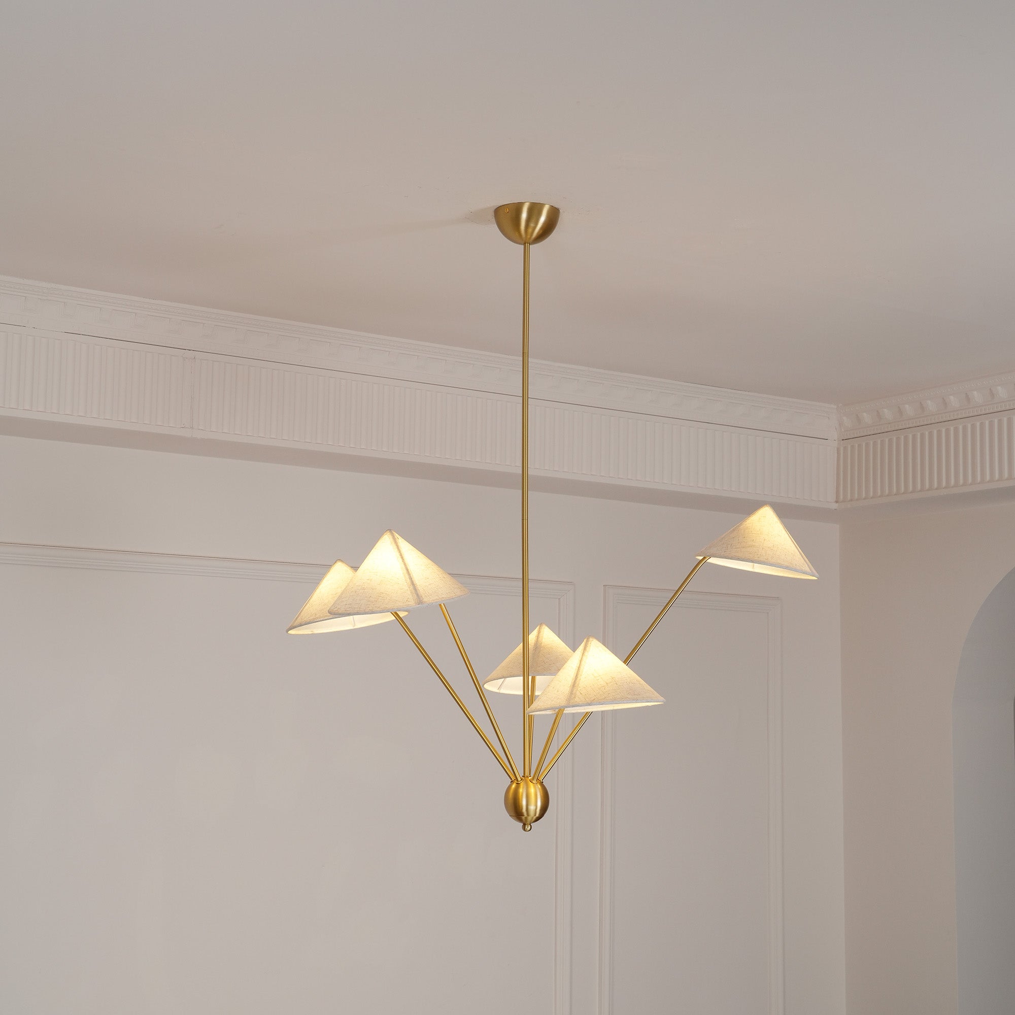 Freyza | Avlorisra Vintage Industrial Brass Fabric Chandelier – Industrial Dining Room Living Room