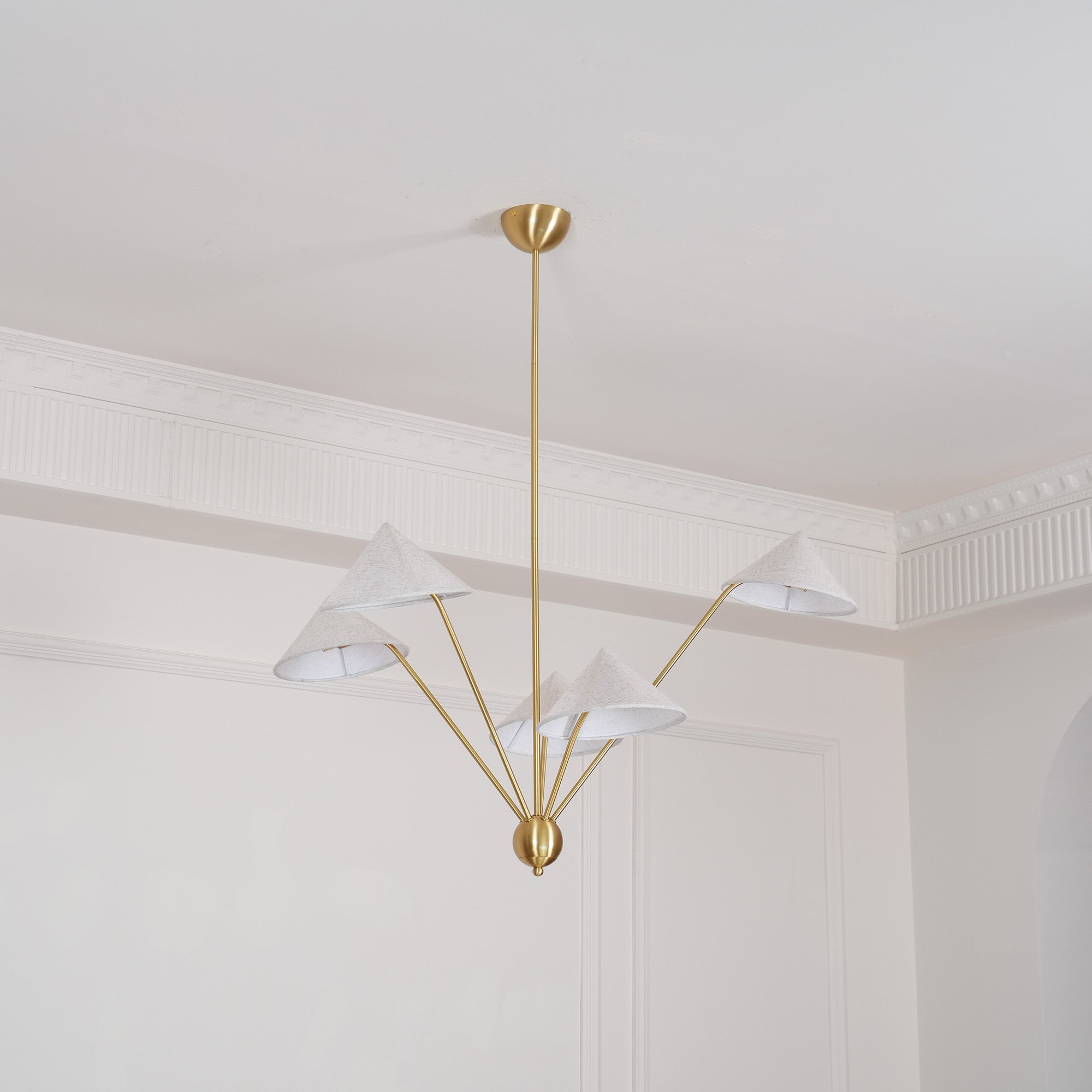 Freyza | Avlorisra Vintage Industrial Brass Fabric Chandelier – Industrial Dining Room Living Room