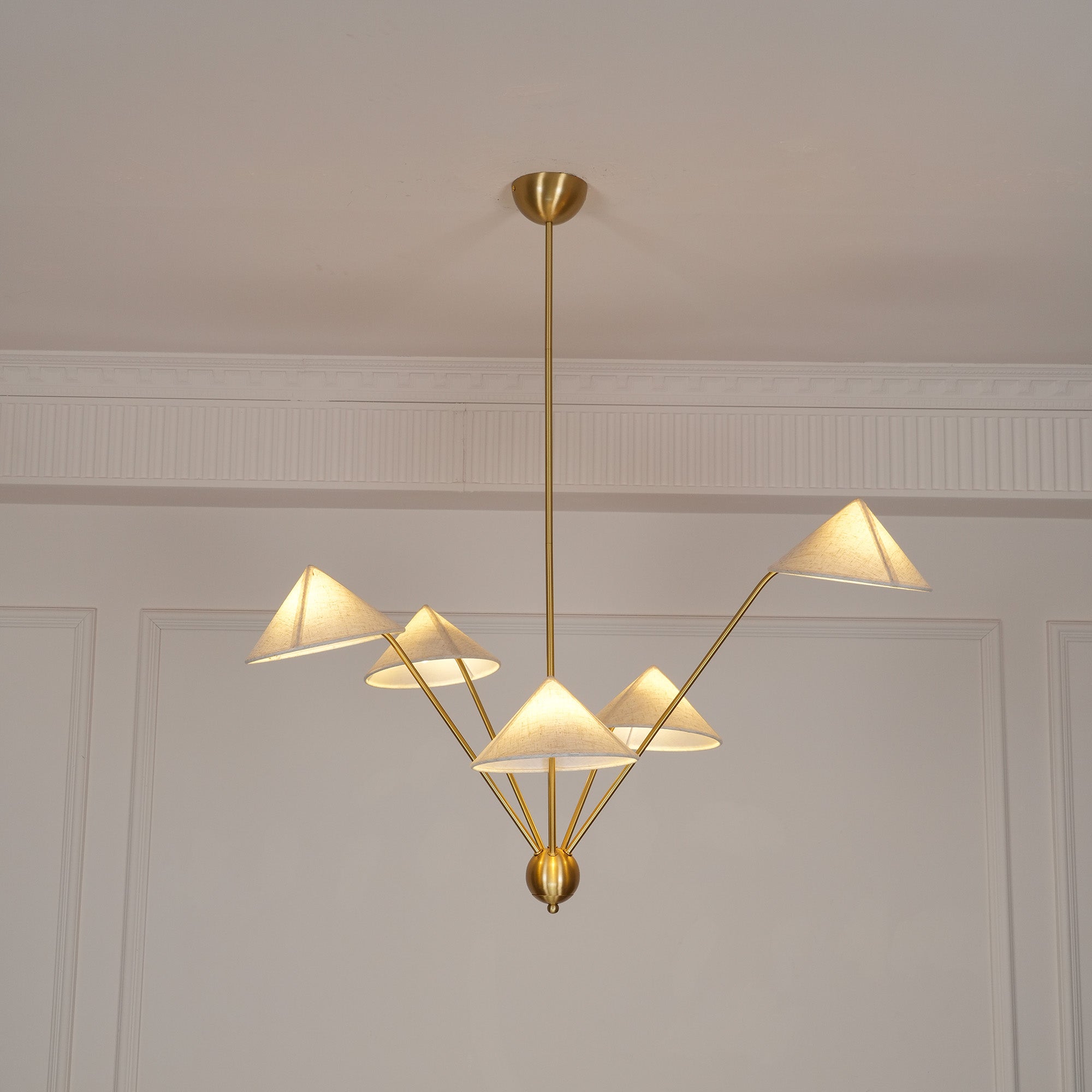 Freyza | Avlorisra Vintage Industrial Brass Fabric Chandelier – Industrial Dining Room Living Room