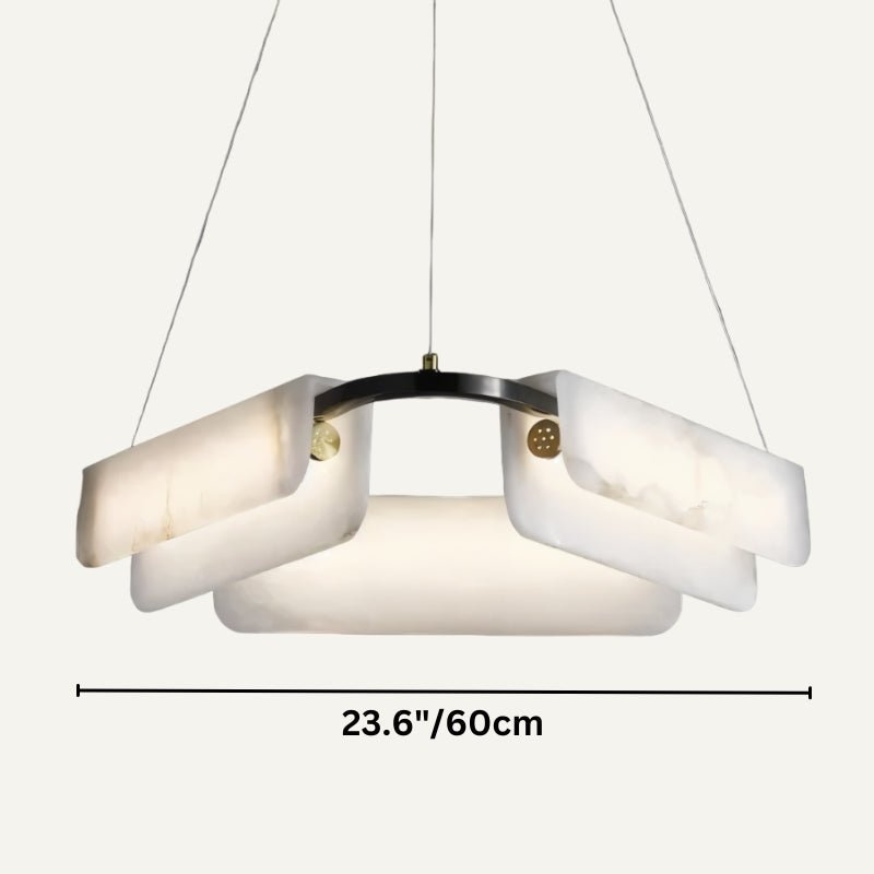 Freyza - Elegant Modern Alabaster Chandelier with Copper Accents