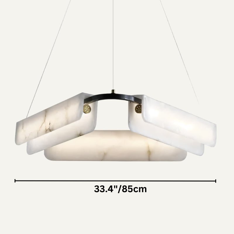 Freyza - Elegant Modern Alabaster Chandelier with Copper Accents