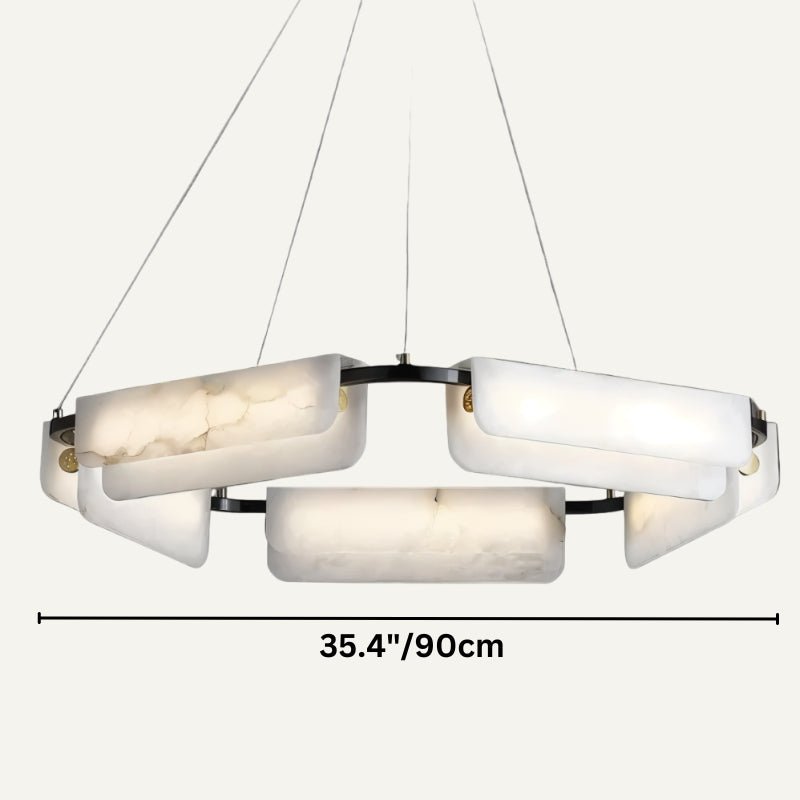 Freyza - Elegant Modern Alabaster Chandelier with Copper Accents