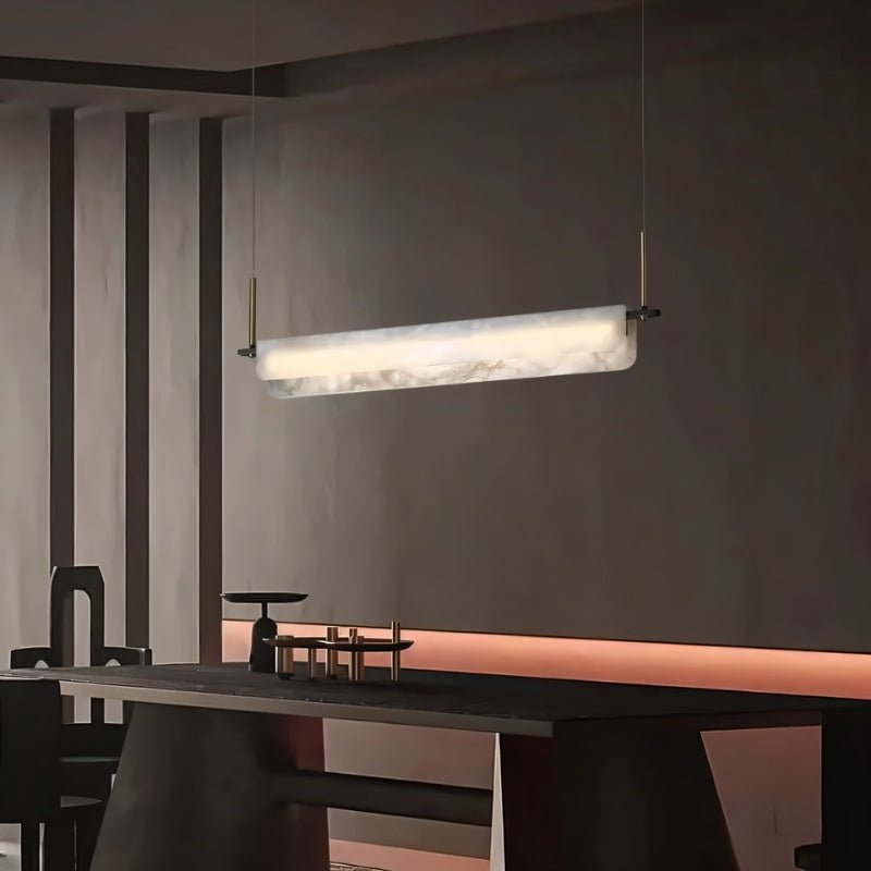 Freyza - Elegant Modern Alabaster Chandelier with Copper Accents