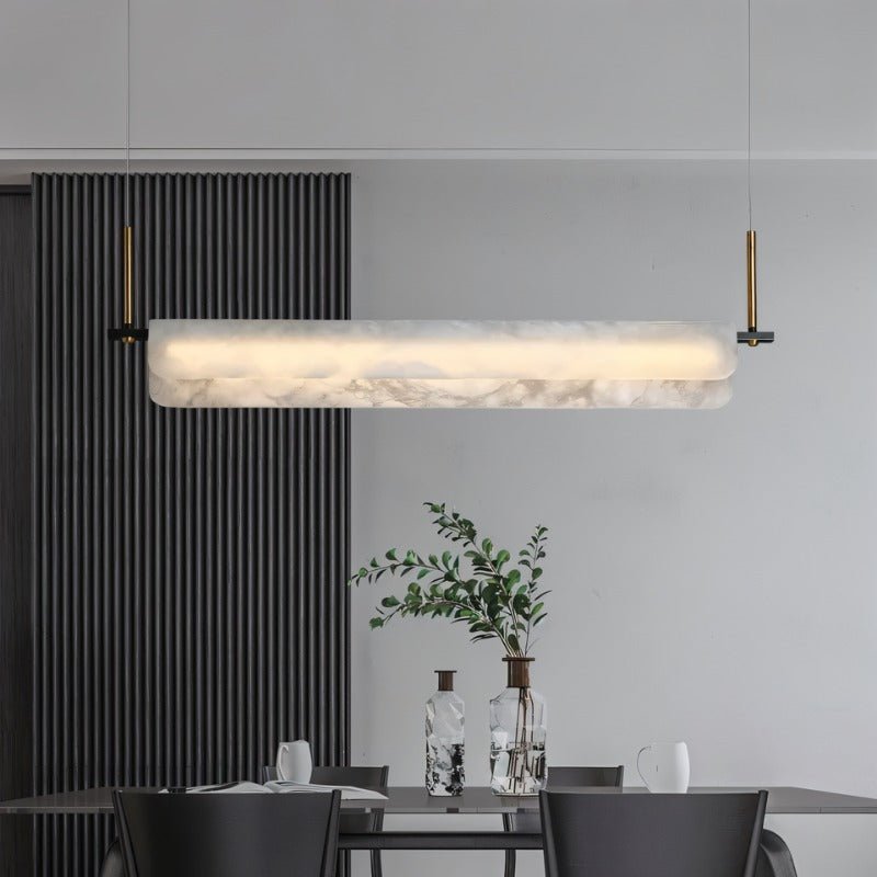 Freyza - Elegant Modern Alabaster Chandelier with Copper Accents