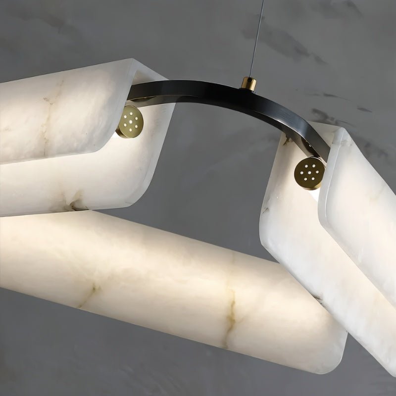 Freyza - Elegant Modern Alabaster Chandelier with Copper Accents