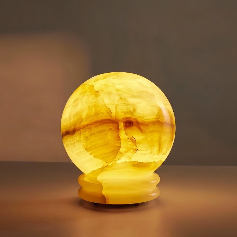 MarbleSphere | Elegant Sculptural Bedroom Table Lamp for Ambient Lighting 2