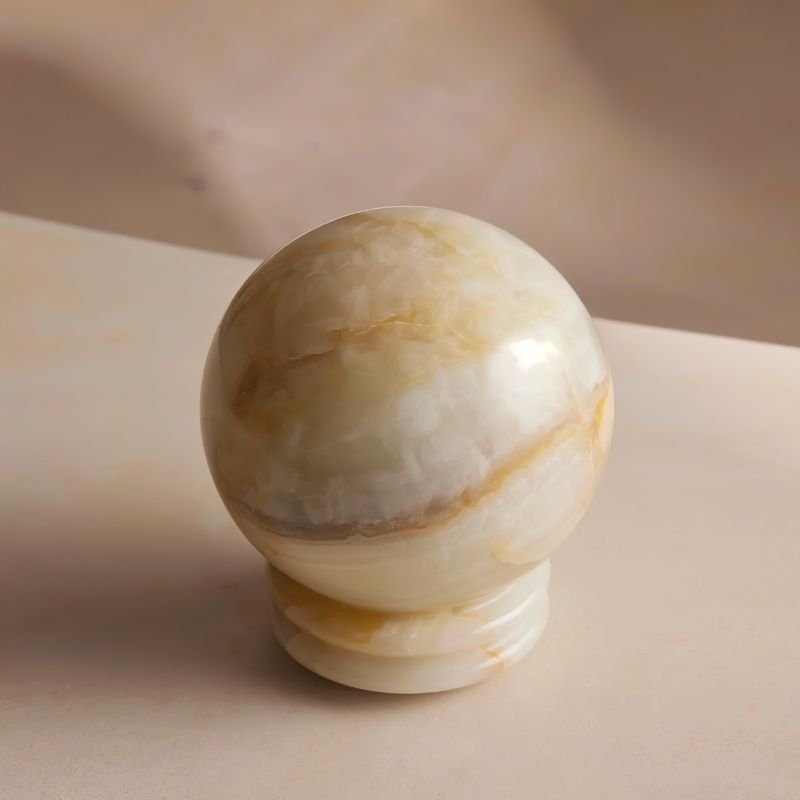 MarbleSphere | Elegant Sculptural Bedroom Table Lamp for Ambient Lighting 4
