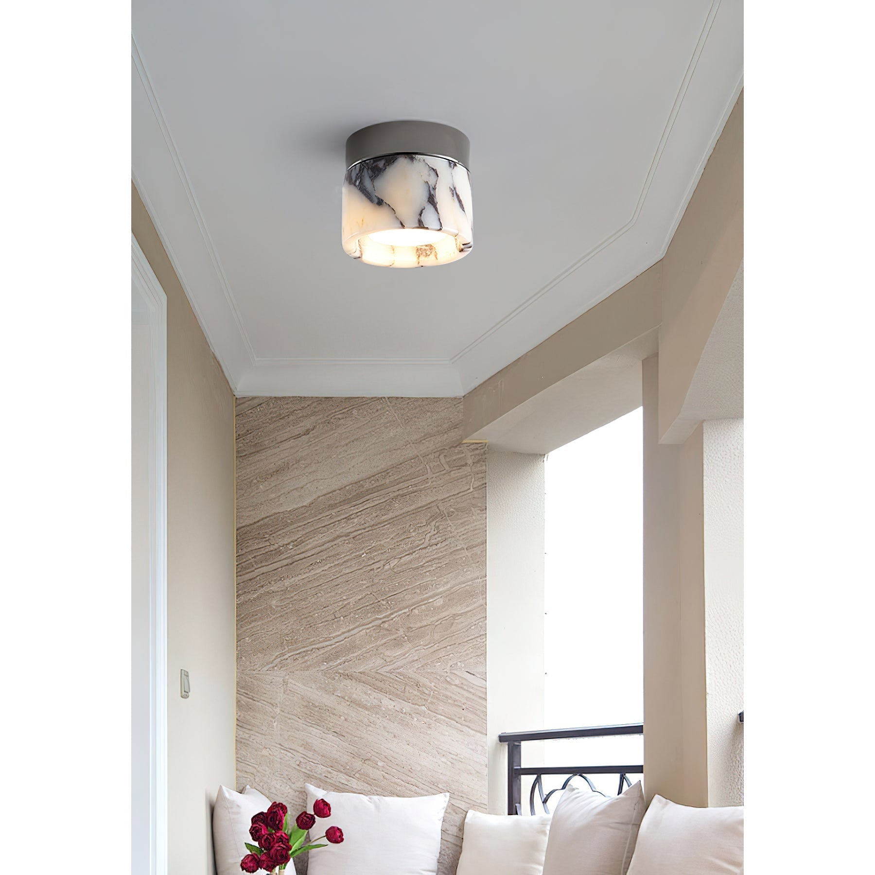 Freyza | Plafonnier rond en marbre Ivinir – chambre, salon