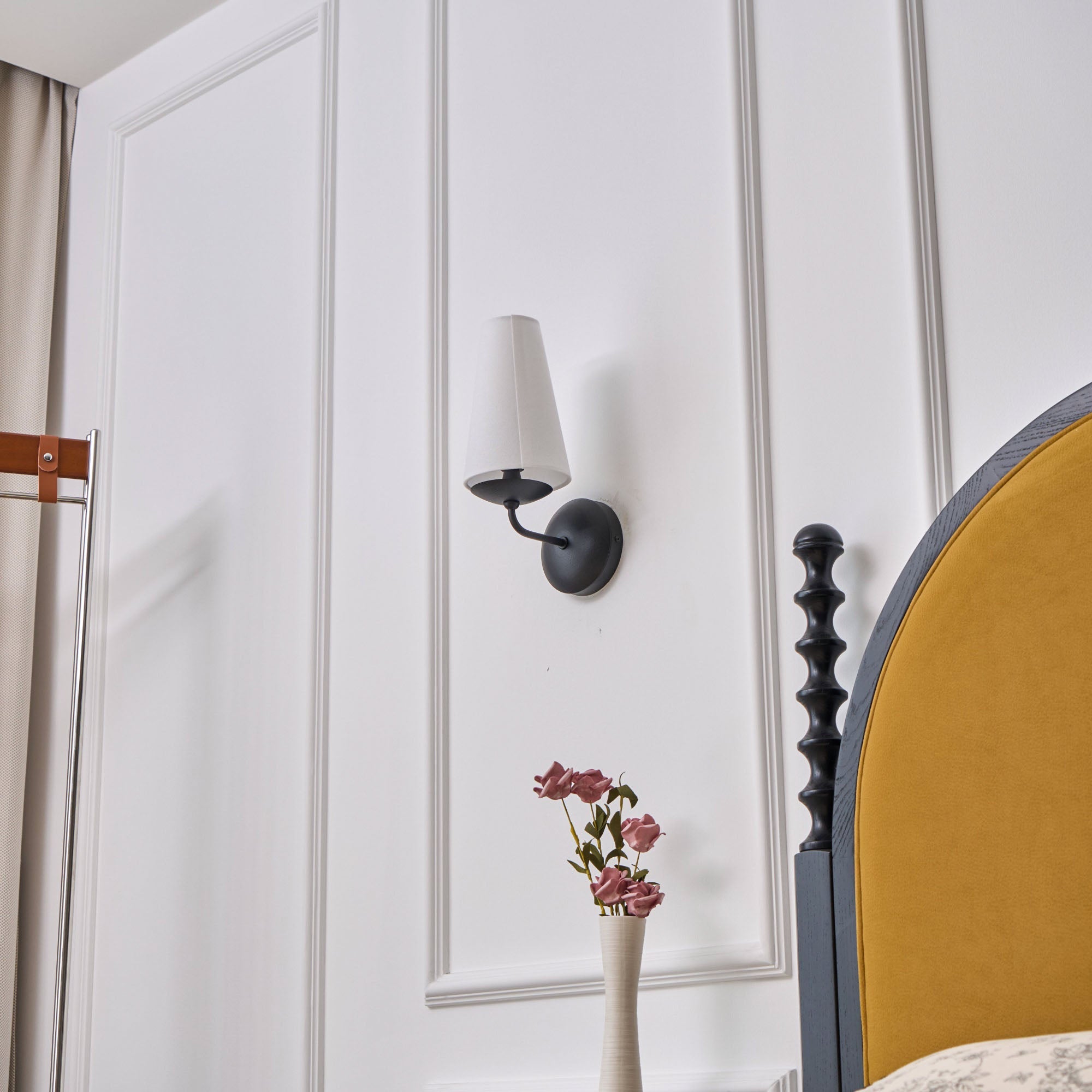 Freyza | Avraee Brass Fabric Brass Fabric Wall Light – Bedroom Hallway