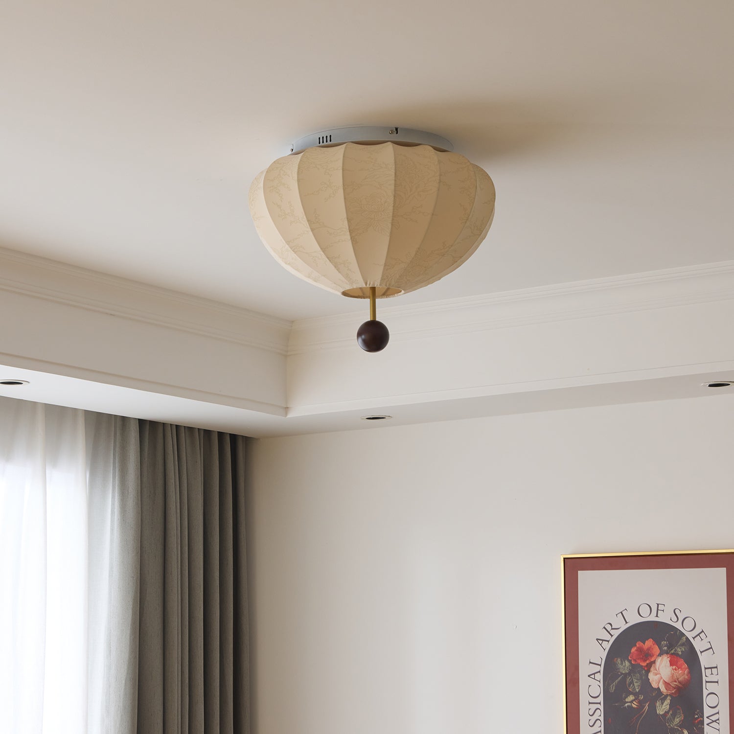Freyza | Plafonnier encastré en tissu et bois – chambre, couloir, cuisine