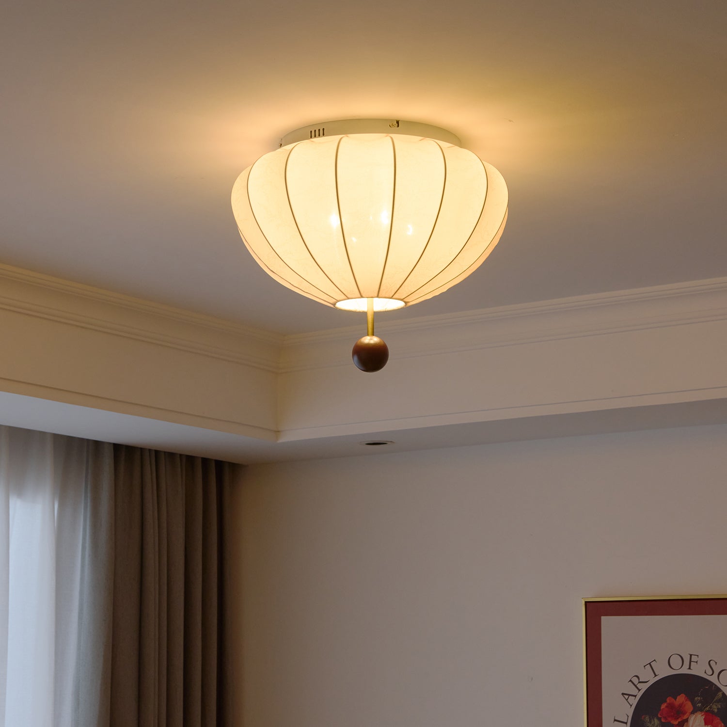 Freyza | Plafonnier encastré en tissu et bois – chambre, couloir, cuisine