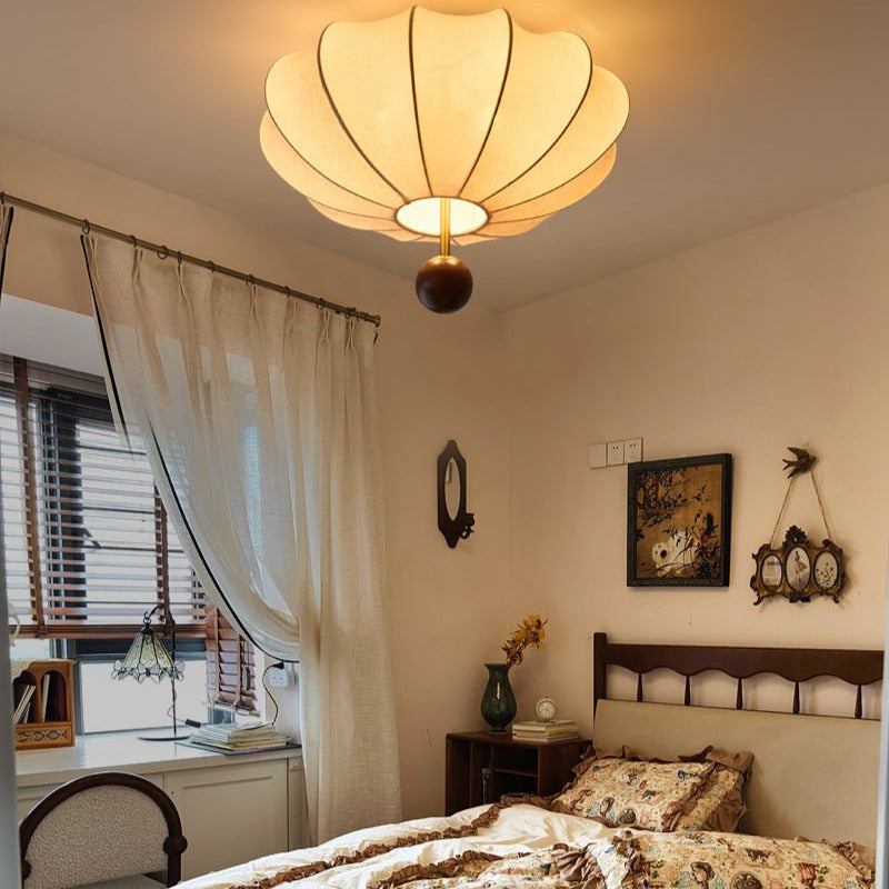 Freyza | Plafonnier encastré en tissu et bois – chambre, couloir, cuisine