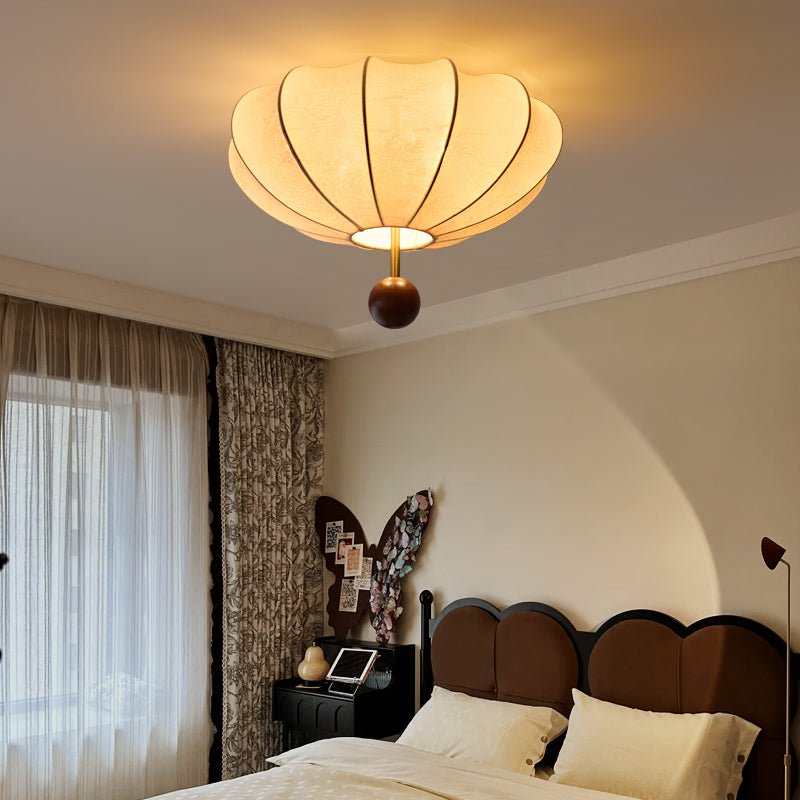 Freyza | Plafonnier encastré en tissu et bois – chambre, couloir, cuisine