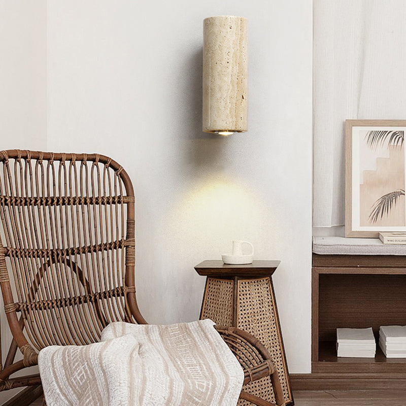 Freyza | Uvineth Travertin-Wandleuchte – Schlafzimmer, Flur