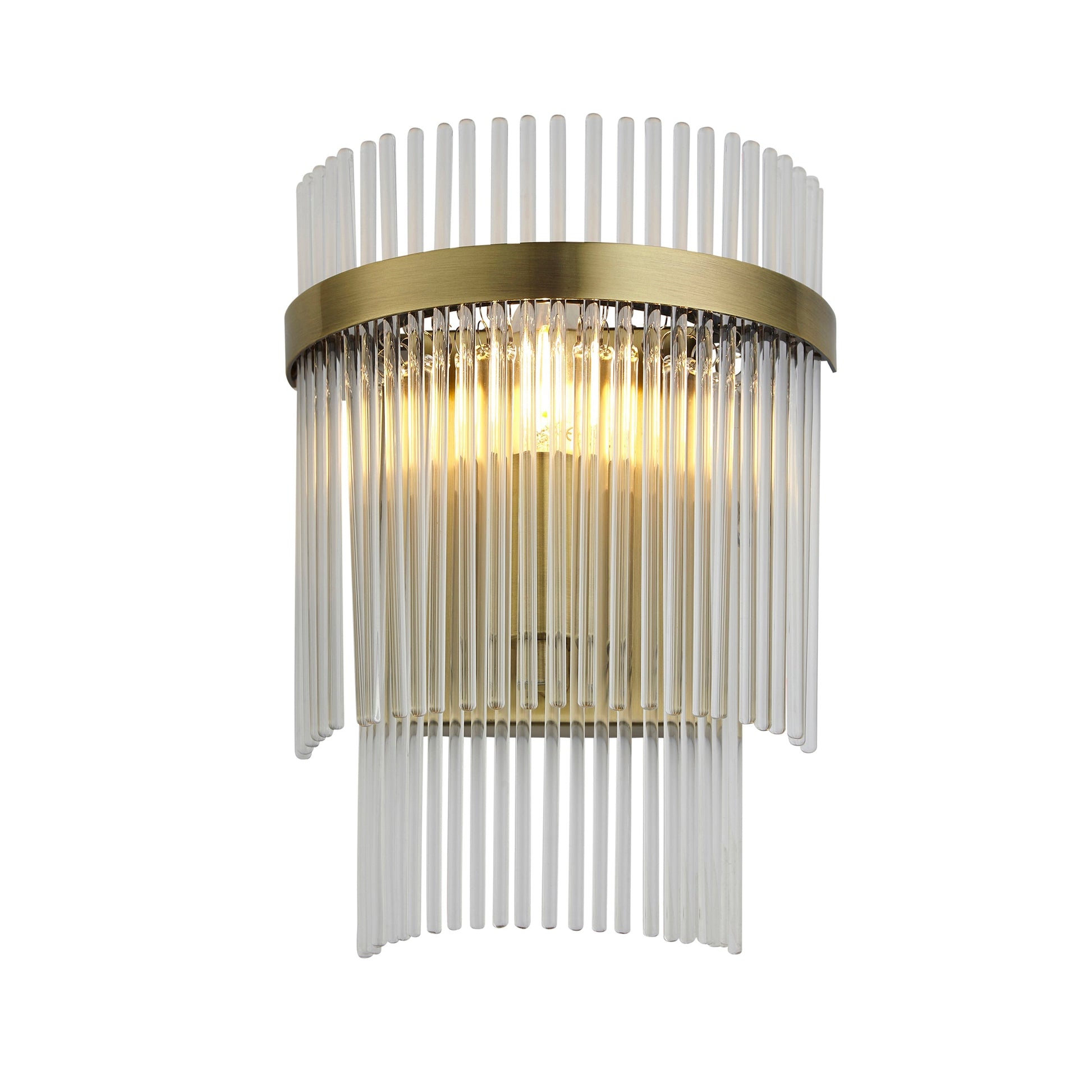 Marietta | Wall Light with Antique Brass Finish & Clear Glass Rods | Elegant Illumination for Home Decor 1