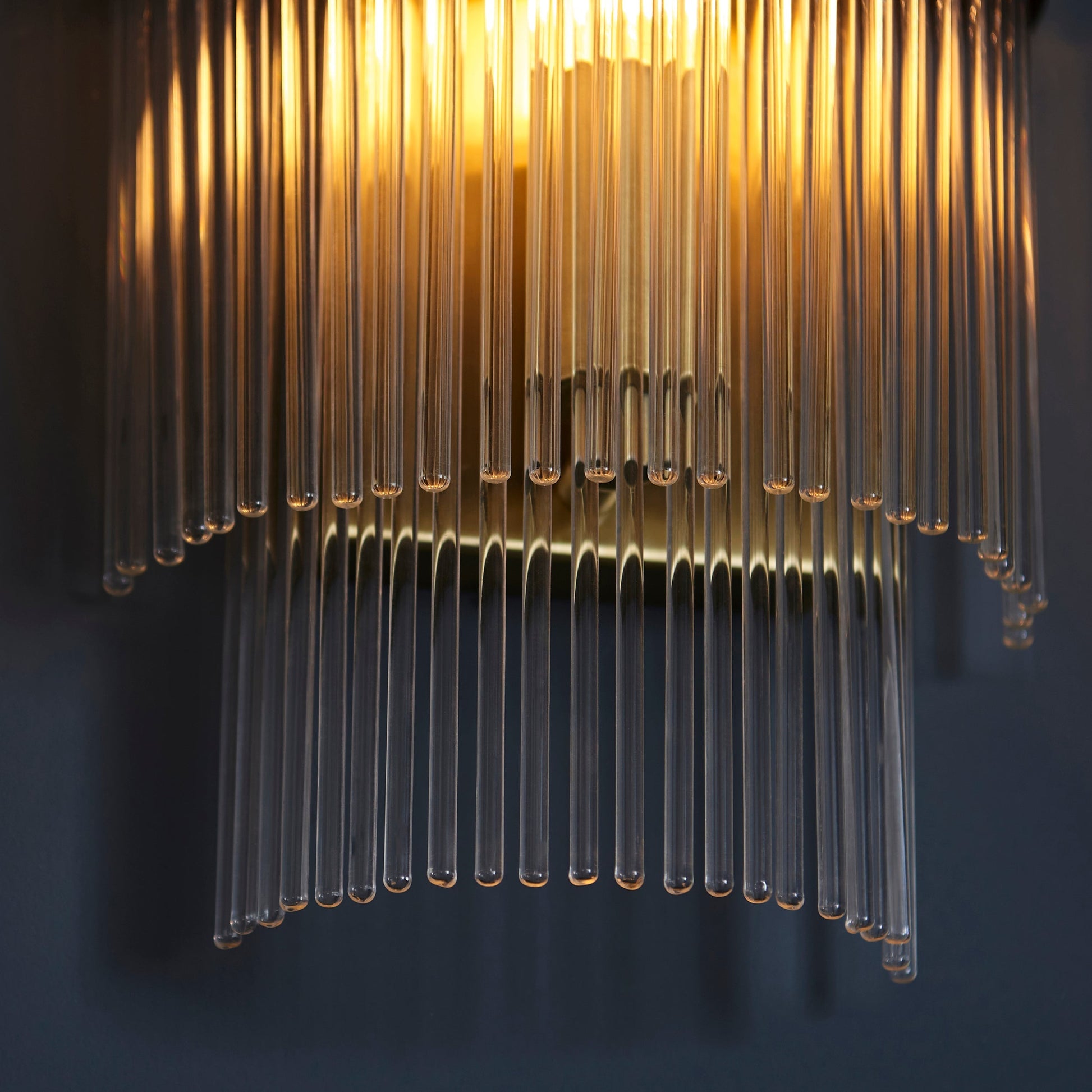 Marietta | Wall Light with Antique Brass Finish & Clear Glass Rods | Elegant Illumination for Home Decor 4