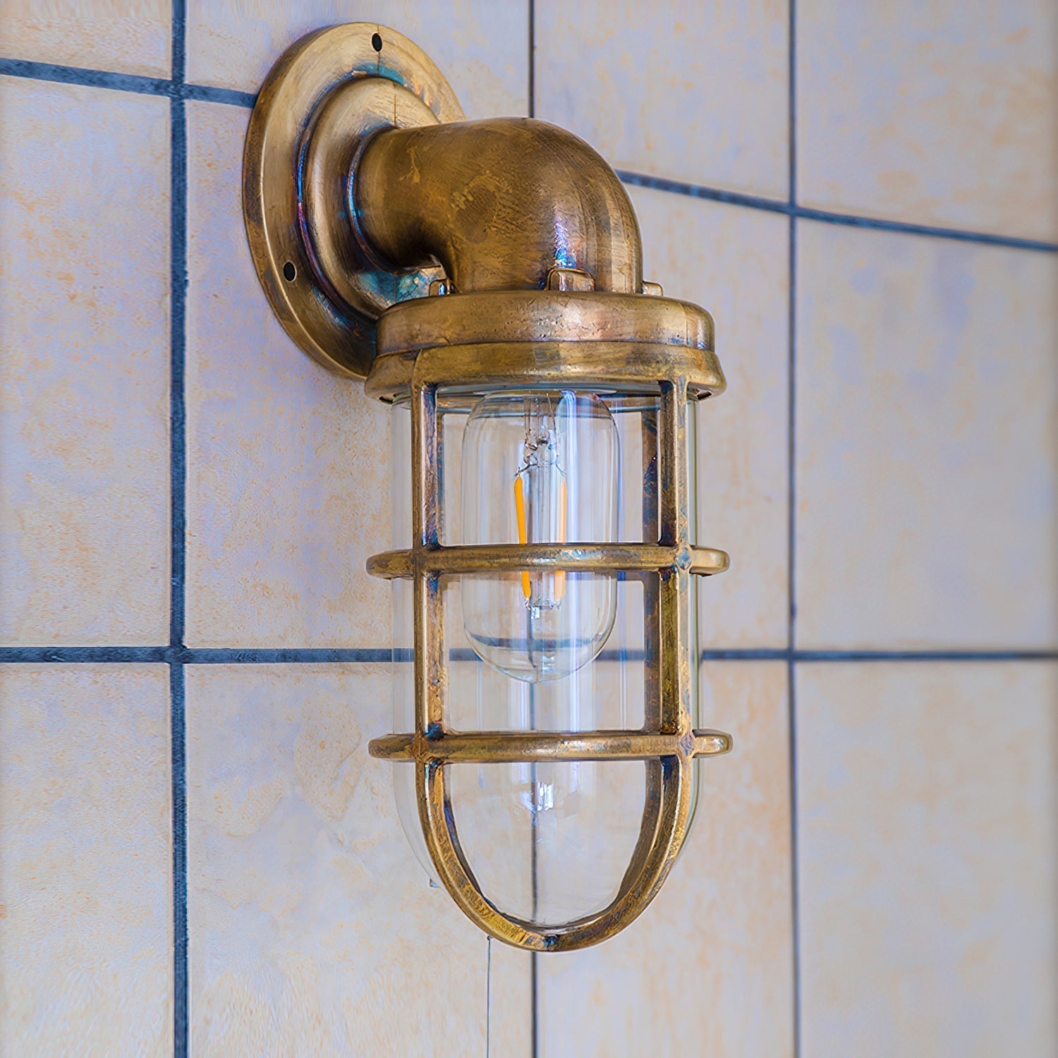 Freyza | Evthaia Vintage Industrial Glass Wall Light – Industrial Bedroom Hallway