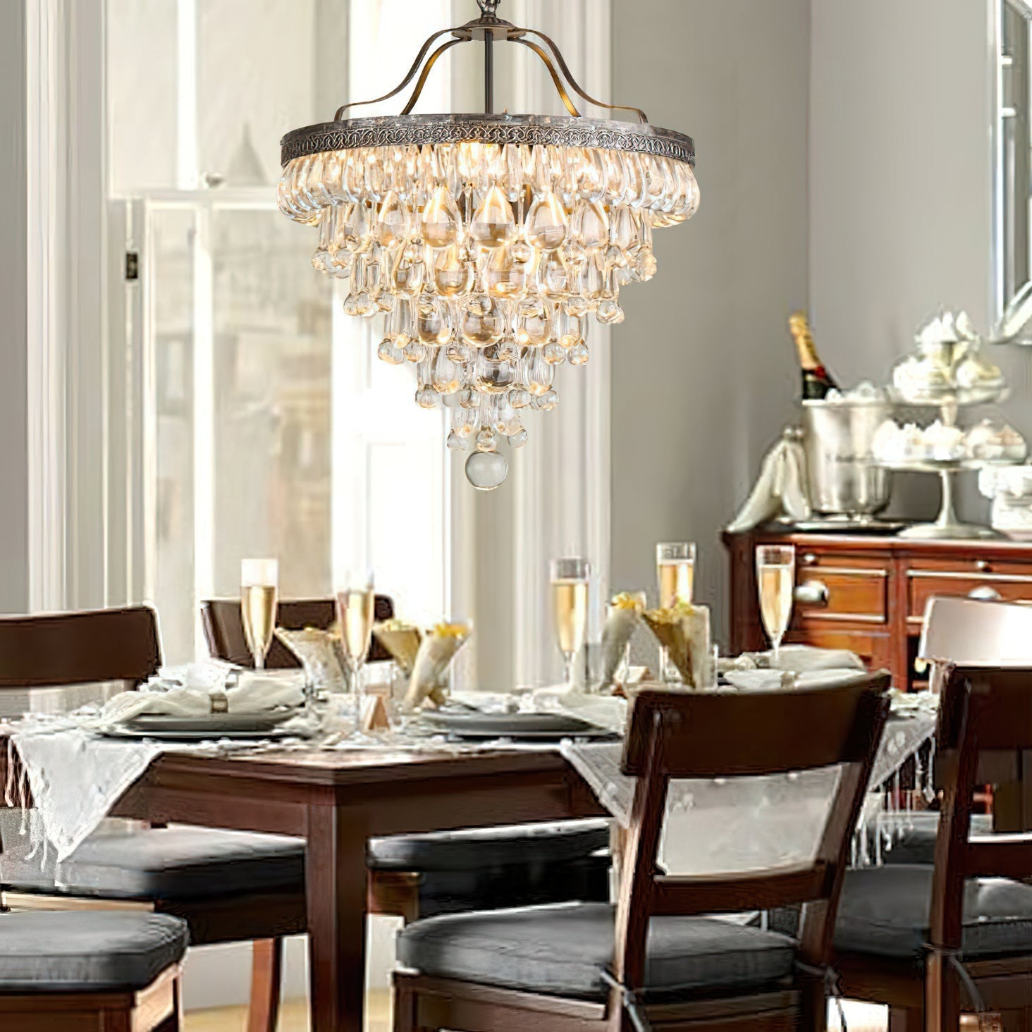 Freyza | Blink Unique Inverted Crystal Chandelier – Dining Room Living Room