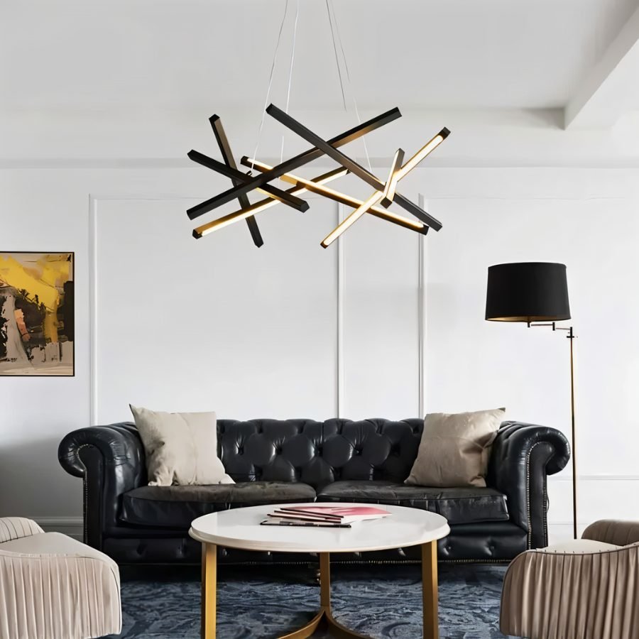 Freyza - Modern Black Gold Chandelier Light with Artistic Design