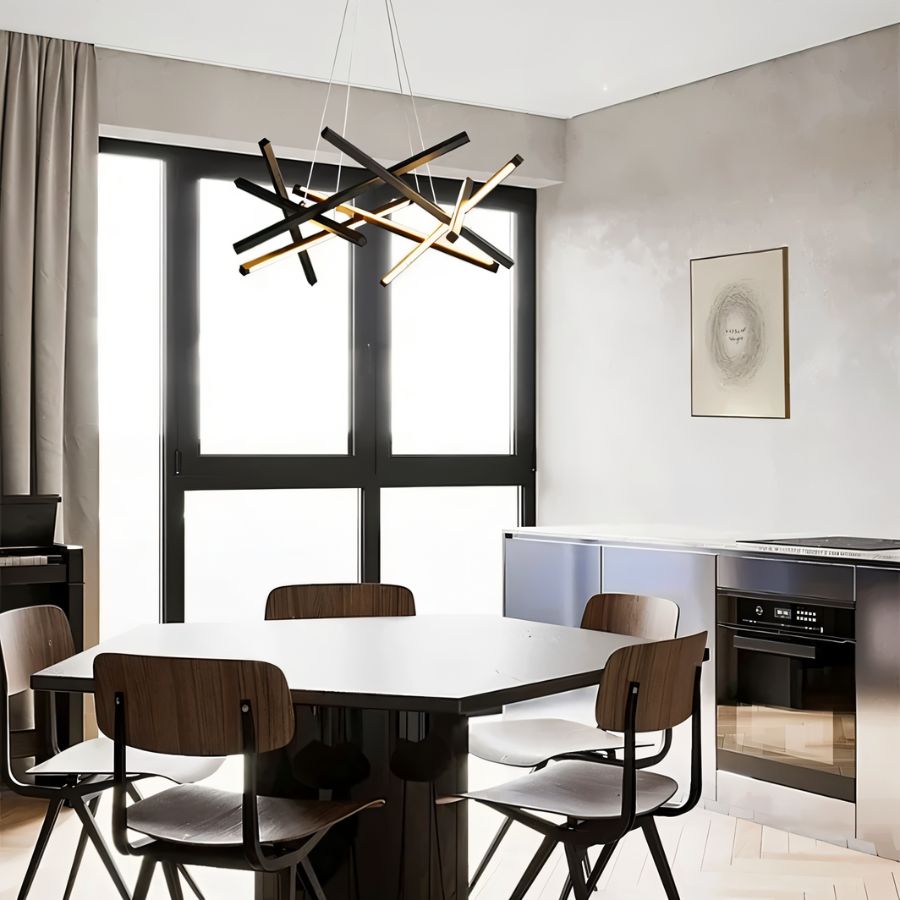 Freyza - Modern Black Gold Chandelier Light with Artistic Design