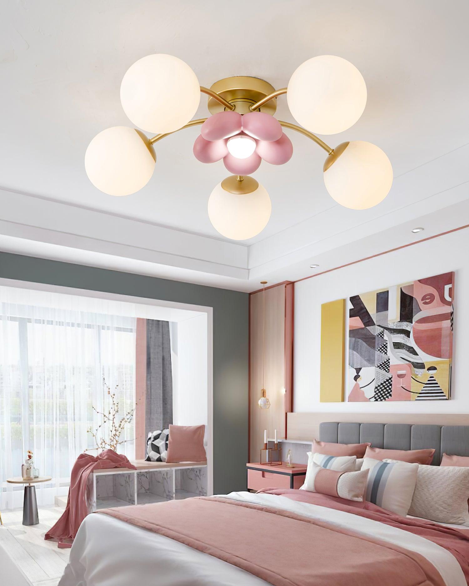 Freyza | Plafonnier à lumière affleurante Blossura rose pétale – chambre, couloir, cuisine