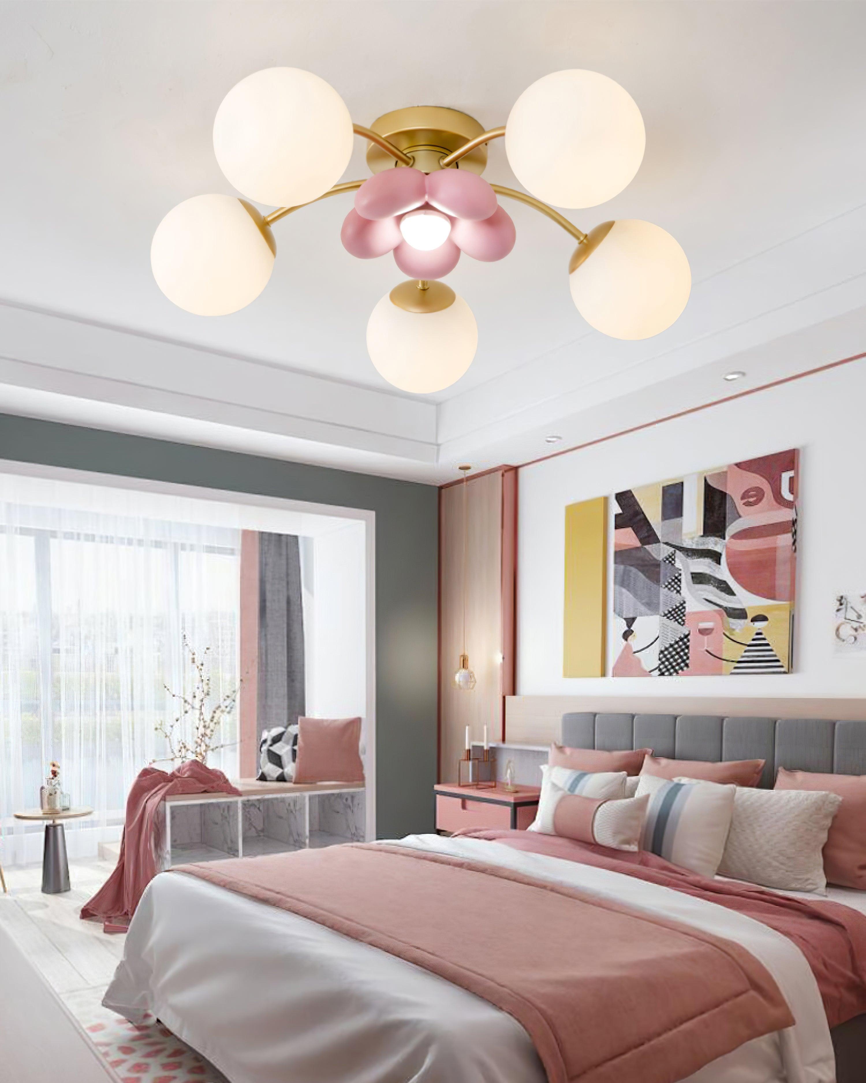 Freyza | Plafonnier à lumière affleurante Blossura rose pétale – chambre, couloir, cuisine