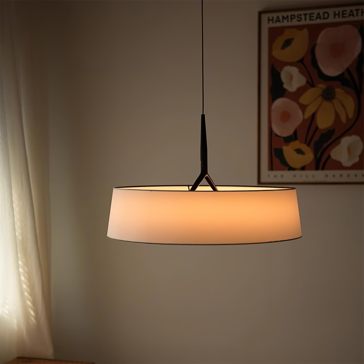 Freyza | Suspension blanche en tissu, noire et blanche – Luminaire suspendu pour cuisine et salle à manger