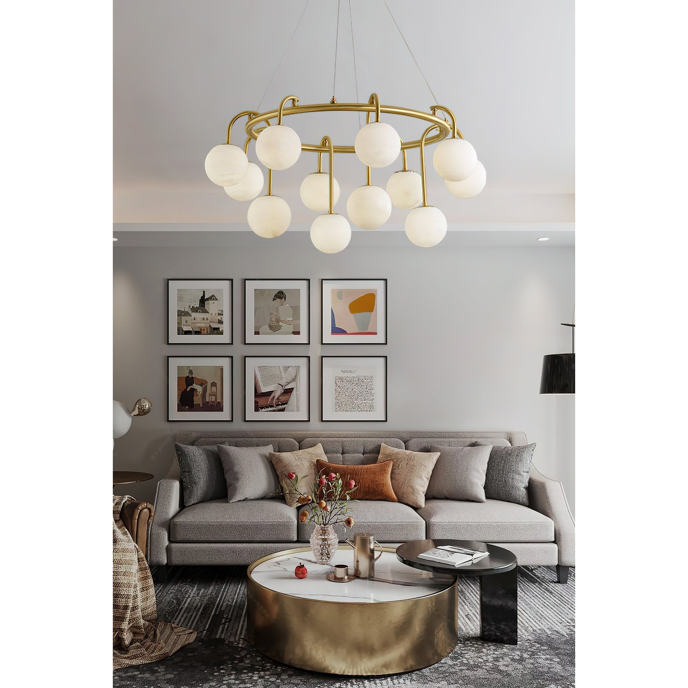 Freyza | Zotalara Messing-Alabaster-Kronleuchter – Esszimmer Wohnzimmer