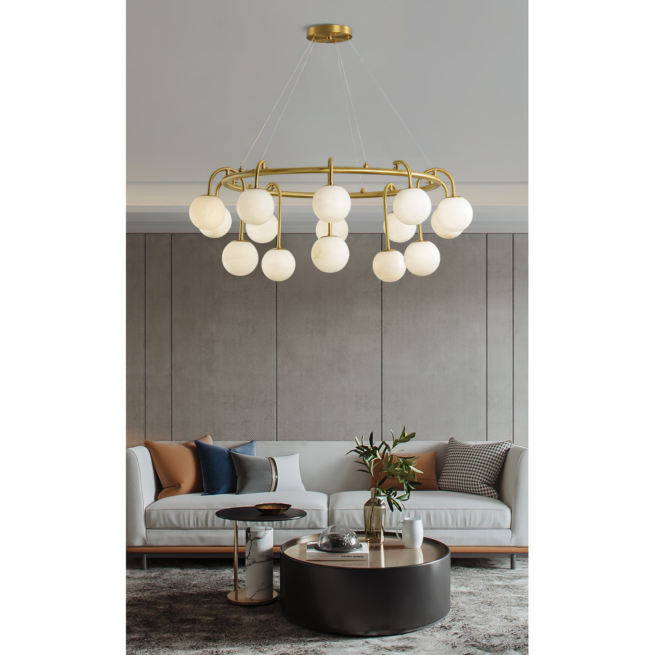Freyza | Zotalara Messing-Alabaster-Kronleuchter – Esszimmer Wohnzimmer