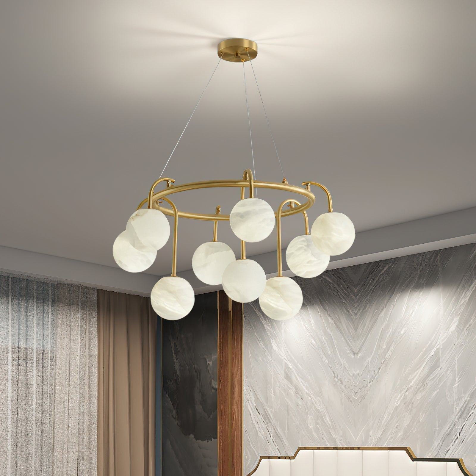 Freyza | Zotalara Messing-Alabaster-Kronleuchter – Esszimmer Wohnzimmer