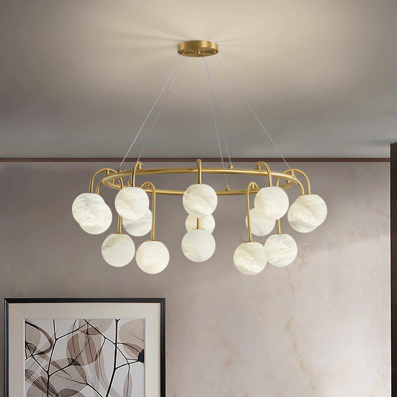 Freyza | Zotalara Messing-Alabaster-Kronleuchter – Esszimmer Wohnzimmer