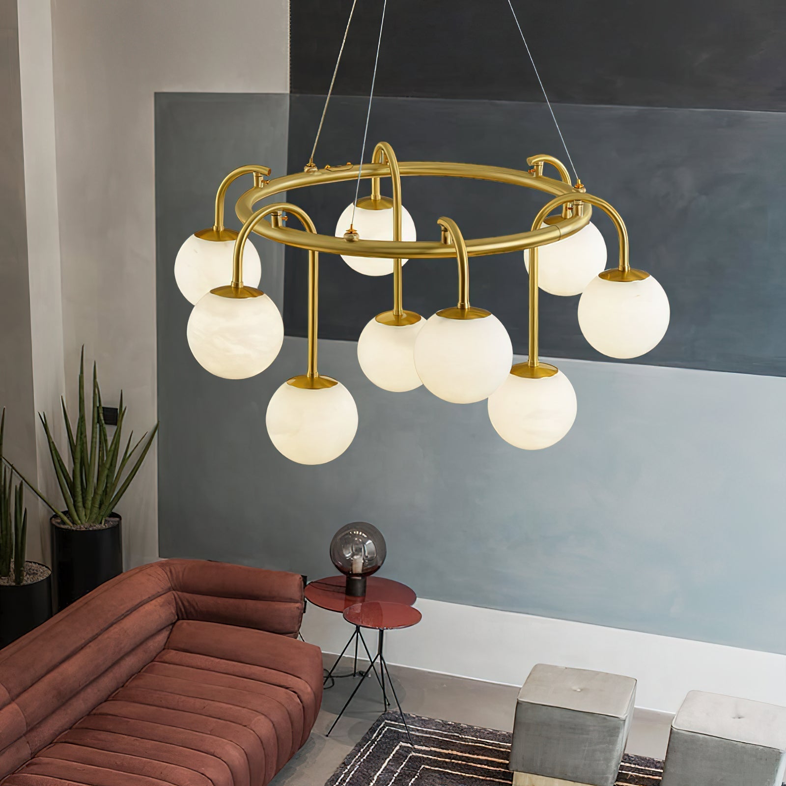 Freyza | Zotalara Messing-Alabaster-Kronleuchter – Esszimmer Wohnzimmer