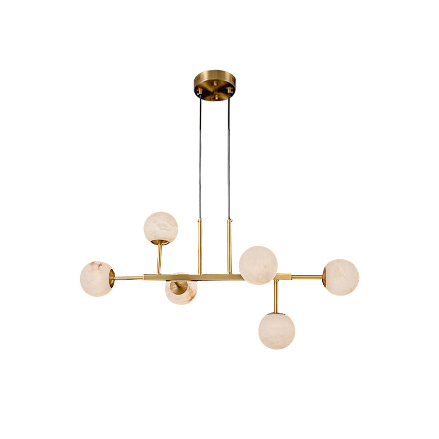 Freyza | Zovenel Brass Alabaster Brass Chandelier – Dining Room Living Room