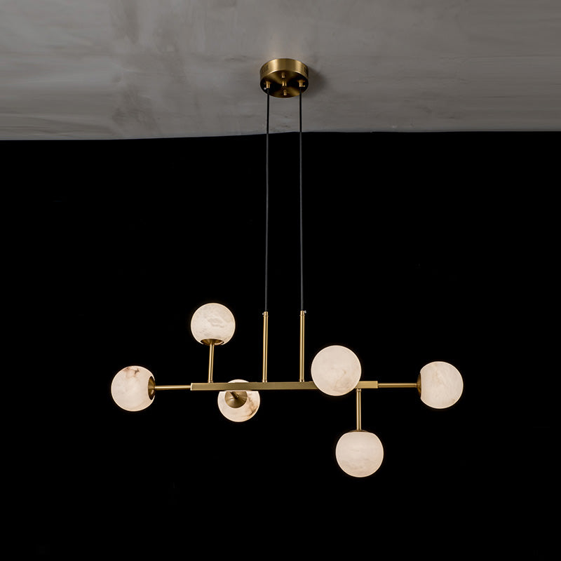 Freyza | Zovenel Brass Alabaster Brass Chandelier – Dining Room Living Room