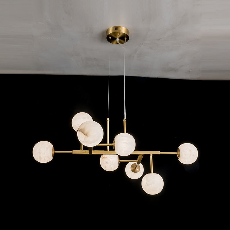 Freyza | Zovenel Brass Alabaster Brass Chandelier – Dining Room Living Room