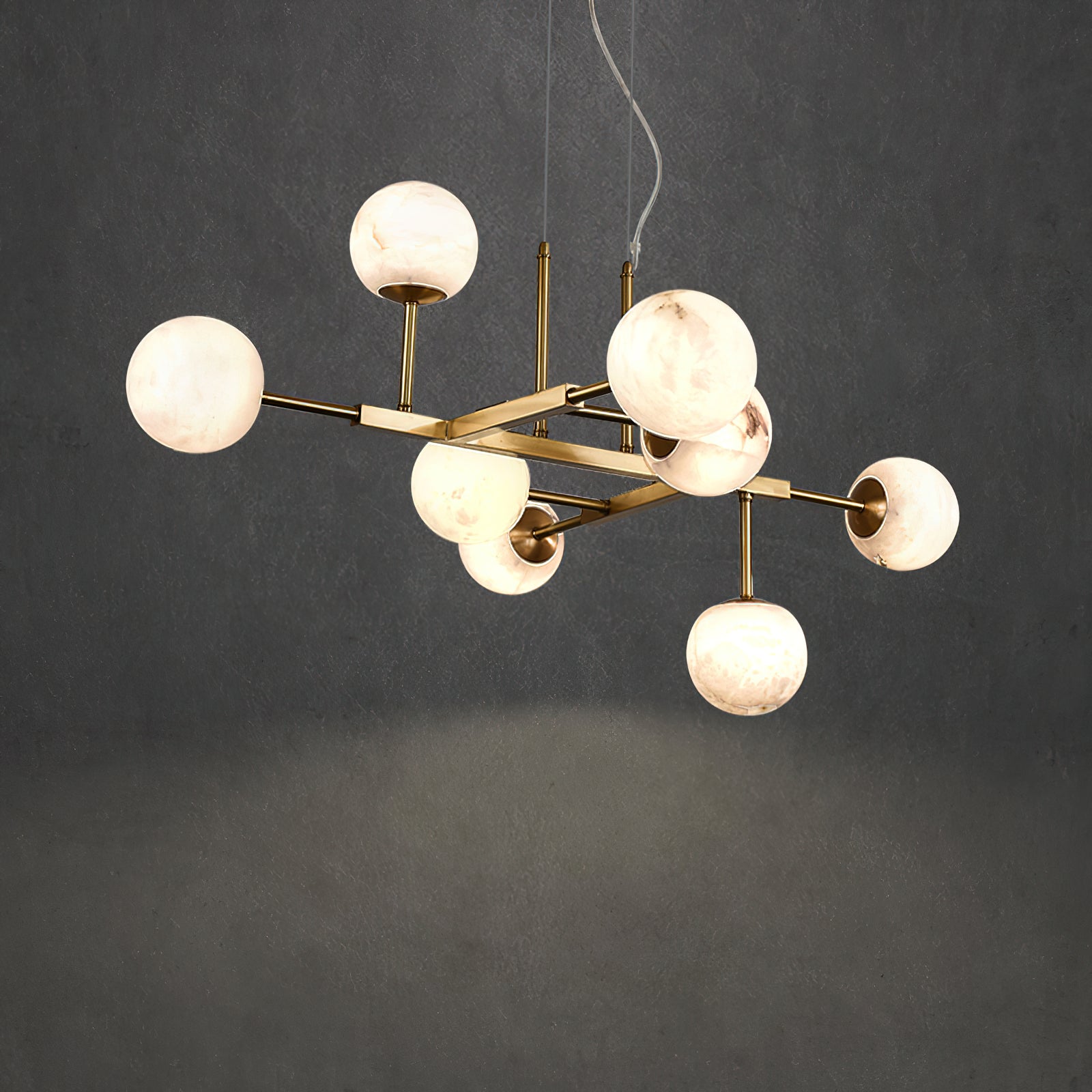 Freyza | Zovenel Brass Alabaster Brass Chandelier – Dining Room Living Room