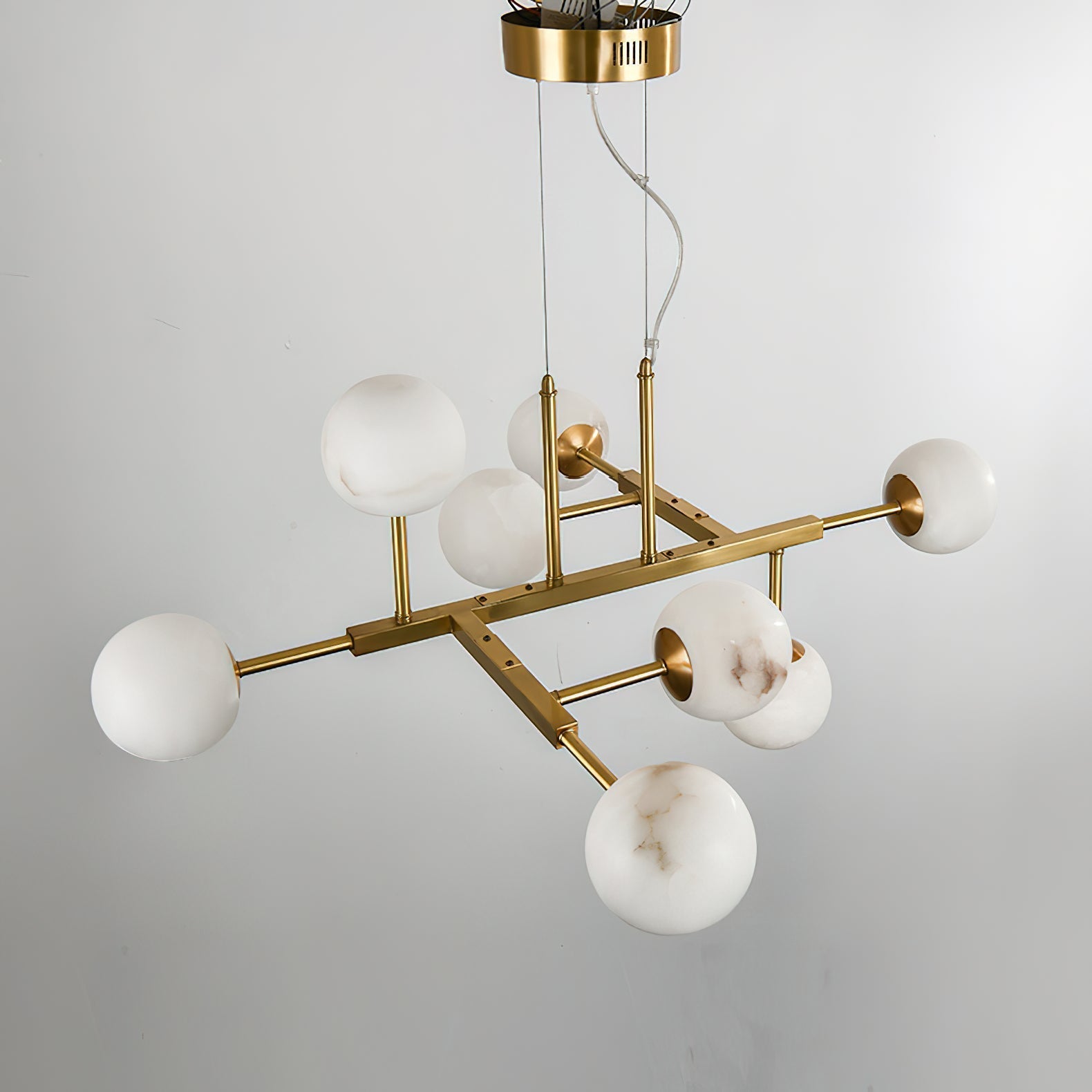 Freyza | Zovenel Brass Alabaster Brass Chandelier – Dining Room Living Room