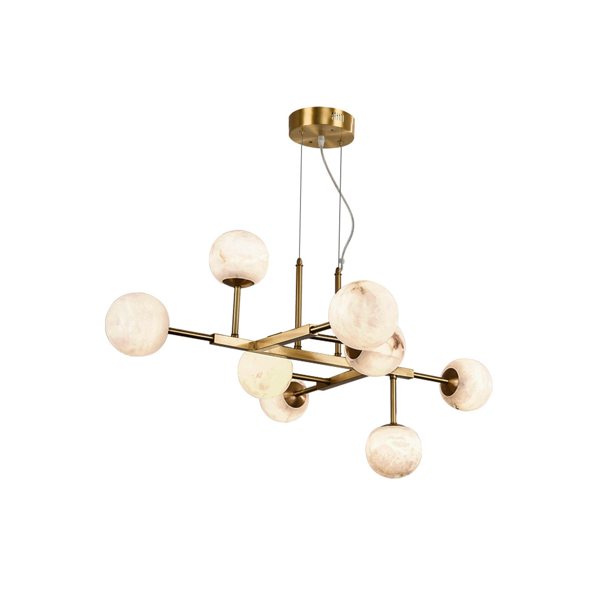 Freyza | Zovenel Brass Alabaster Brass Chandelier – Dining Room Living Room