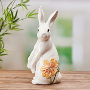 Freyza - Sitting Rabbit Figurine with Floral Design | Hand-Painted Earthenware Decor for Spring Elegance