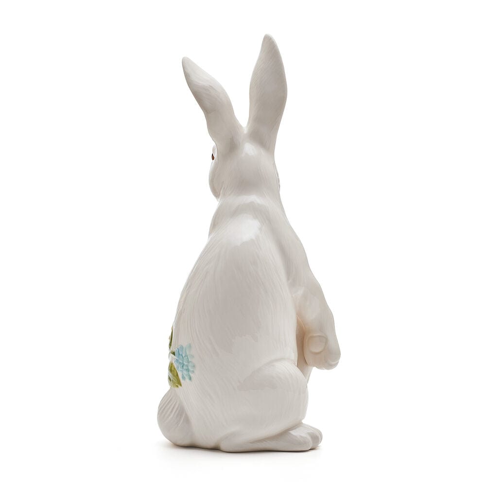 Freyza - Sitting Rabbit Figurine with Floral Design | Hand-Painted Earthenware Decor for Spring Elegance