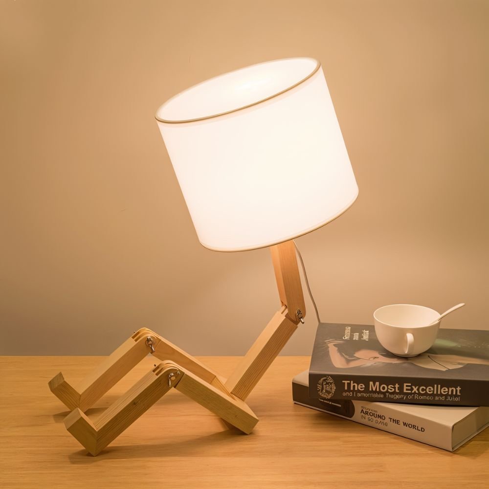 MechanoWood | Stylish Adjustable Humanoid Table Lamp Design 2