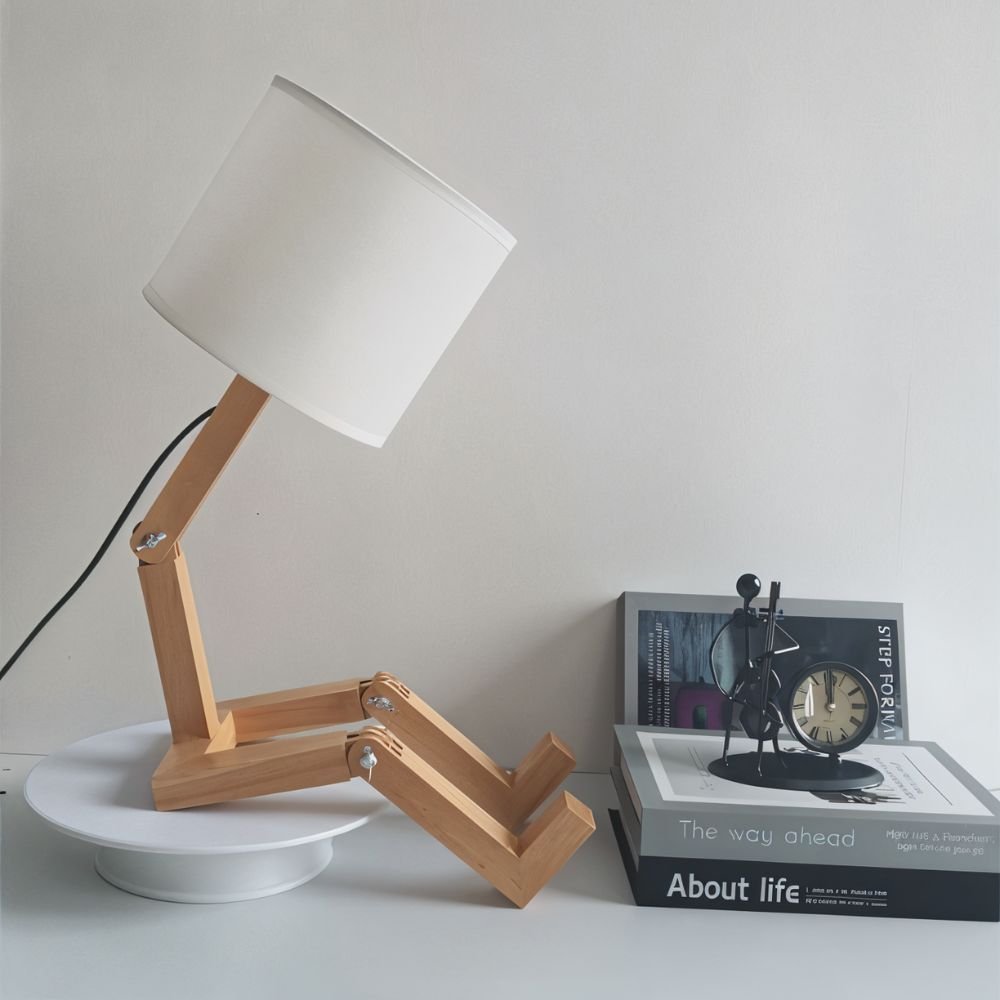 MechanoWood | Stylish Adjustable Humanoid Table Lamp Design 3