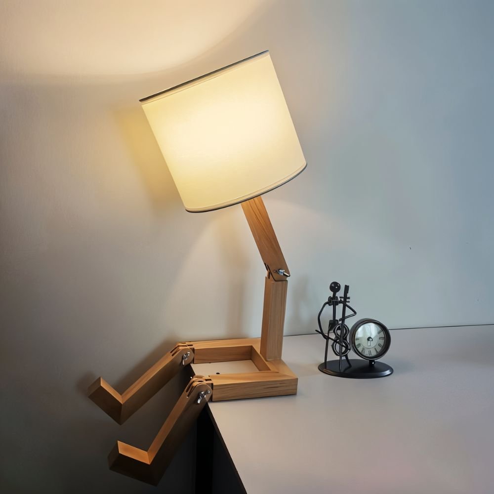 MechanoWood | Stylish Adjustable Humanoid Table Lamp Design 4